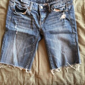 American Eagle Outfitters Blue Jean Shorts Raw Frayed Hem